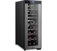 NutriChef Wine Refrigerator Cellar - Dual Zone Chiller with 18 Bottle Storage | 58.2 Liters Internal Capacity | Digital Touch Button Control | Free Standing Bottle Placement and Air Tight Seal