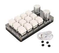 NutriEss 12 CLÉ Mini CHEYPAD Blue Switch Mechanical Keyboard Bricolage Programmable Connexion câblée à Main Un Clavier Macro à Main avec 2 Bouton Blancs Lait pour la fiche PC et (Blanc)
