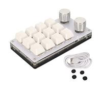 NutriEss 12 CLÉ Mini CHEYPAD Blue Switch Mechanical Keyboard Bricolage Programmable Connexion câblée à Main Un Clavier Macro à Main avec 2 Bouton Blancs Lait pour la fiche PC et (Blanc Laiteux)