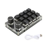 NutriEss Clavier programmable de Raccourci 12 Touches 2 Boutons de pavé Multifonction de Bricolage Noir Bricolage Noir