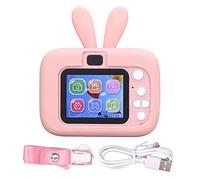 NutriEss Kids Digital Camera 20mp Child Selfie Toy avec HD Video Enregistrement AI Reconnaissance Face Puzzle Games USB Charge pour Les Tout-Petits d'anniversaire de Noël Gift Rabbit (Rosado)