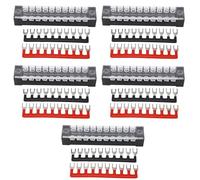 Nutriess Kit de bande de connecteur de bornier double rangée de vis pré-isolée cavalier industriel 10 positions 15 A 600 V avec assemblage simple pour installations électriques