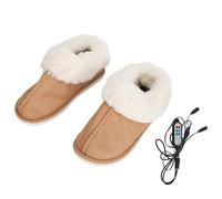Nutriess Pantoufles Chauffantes USB 1 Paire 3 Niveaux de Température Réglable Chauffage des Pieds Chaussures Chaudes Coussin Chauffant en Coton Doux Antidérapant Semelle