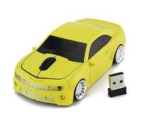 NutriEss - Souris sans Fil en Forme de Voiture de Sport, 2.4G, 1600DPI, Accessoire Ergonomique pour PC de Jeu, pour Ordinateur Portable de Bureau et systèmes d'exploitation (Jaune)