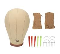 Nutriess Tête de bloc de toile de 23 pouces avec noyau en liège, épingles C T réutilisables, artisanat raffiné, tête d'affichage de perruque en toile pour la coiffure et la