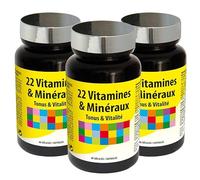NUTRIEXPERT - 22 Vitamines & Minéraux - Aide à réduire la fatigue - Soutient les défenses naturelles - Protège les cellules du stress oxydatif - Cure 30 jours - Marque Française - Lot de 3 produits
