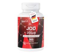 Nutrifair Iode 200μg, 365 comprimés contenant chacun 200μg d'iode, Hautement dosé, Iodure de potassium, 100% Vegan, fabrication allemande et testé en laboratoire, Premium et équitable
