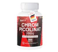Nutrifair Picolinate de chrome 200 μg, 365 comprimés, *taux de glycémie normal, hautement dosé, 100% Vegan, fabrication et contrôle en laboratoire allemands, Premium et équitable