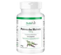Nutrifair Poivre des moines 100mg, Gattilier & Zinc, 120 comprimés, Hautement dosé, 100% Vegan, fabrication allemande & tests en laboratoire, Premium et équitable