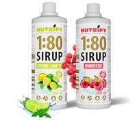 NUTRIFY Vital Fitness Drink Lot de 2 bouteilles de sirop 1:80 2 x 1 l - Citron-citron vert et framboise - Concentré de boisson avec vitamines et L-carnitine sans sucre - 160 l de boisson pour le sport