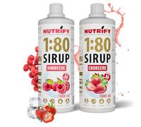 NUTRIFY Vital Fitness Drink Lot de 2 bouteilles de sirop 1:80 2 x 1 l Fraise et ananas Concentré de boisson avec vitamines et L-carnitine sans sucre 160 l de boisson pour le sport faible en calories 2