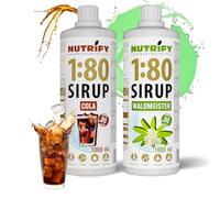 NUTRIFY Vital Fitness Drink Lot de 2 bouteilles de sirop 1:80 2 x 1 l - Waldmeister & Cola - Boisson concentrée avec vitamines et L-carnitine sans sucre - 160 l de boisson pour le sport faible en