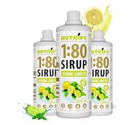 NUTRIFY Vital Fitness Drink Lot de 3 sirops 1:80 3 x 1 l - Citron vert, boisson concentrée avec vitamines et L-carnitine sans sucre - Pour 240 litres de boisson sportive faible en calories - 3 x 1000