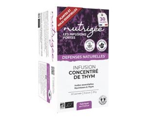NUTRIGÉE - Infusion Concentré de Thym Bio - Immunité ORL Naturelle changements saisons, meilleure digestion - Tisane avec HE thym et ravinstara - Protection & Bien-Être Naturel - 30 Sachets