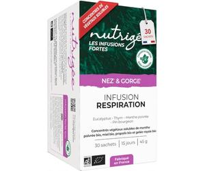 NUTRIGÉE - Infusion Respiration Bio - Voies ORL dégagées, gorge apaisée, Immunité Naturelle toutes saisons - Plantes, Propolis & Gelée royale - Riche En Concentrés Végétaux Solubles - 30 Sachets