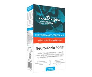 NUTRIGÉE - Neuro Tonic Fort - Capital Cérébral - Stimule La Mémoire & Les Fonctions Cérébrales - 4 Types D'Actifs - 1 À 2 Prises/Jour - 60 Comprimés - Programme de 30 à 60 Jours - Fabriqué en France