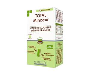 NUTRIGÉE - Total Minceur - 4 Actions Minceur - Capte, Bloque, Brûle & Draine - Favorise L'Amincissement, le Contrôle du Poids et de L'Appetit - 60 comprimés - Programme de 30 Jours