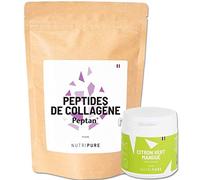 Nutripure | Peptides de Collagène Peptan | Acides Aminés, Types 1 | Protège Os et Articulations, Hydratation de la Peau | Made in France | Arôme Citron Vert - Mangue | Sachet de 310g | 1 Mois