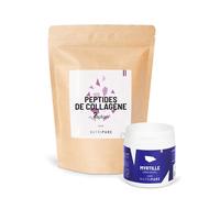 Nutripure | Peptides de Collagène Peptan | Acides Aminés, Types 1 | Protège Os et Articulations, Hydratation de la Peau | Arôme Myrtille | Sachet de 310g | 1 Mois | Made in France