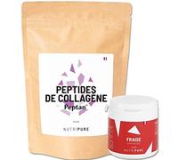 Nutripure | Peptides de Collagène Peptan + Arôme | Acides Aminés, Types 1 | Protège Os et Articulations, Hydratation de la Peau | Arôme Fraise | Sachet de 310g | 1 Mois | Made in France