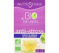 NUTRISENSIS - Infusion BIO Anti-Stress| Mélisse & Matricaire | Lot de 6 Boîtes de 20 sachets | Tisane Relaxante & Apaisante | 100% Naturelle & Sans Caféine