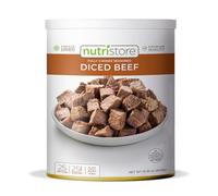 Nutristore Dés de bœuf lyophilisé | Viande précuite pour la randonnée, le camping, la préparation des repas | Fourniture alimentaire d'urgence de survie à long terme | Durée de conservation de 25 ans