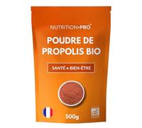 Nutrition•pro - Propolis Bio en Poudre Purifiée 500 g, Extrait de Propolis Micronisé 100% Pur, Produit de la Ruche Certifié Bio, 1 à 2 g par Jour, 250 Doses, Sans Gluten, Fabriqué en France