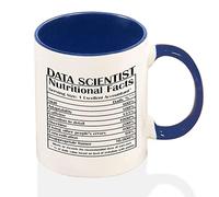 Nutritional Facts Tasse à café - Tasse amusante Data Scientist - Faits nutritionnels - Tasse bicolore bleu marine - Cadeaux de Noël pour scientifique des données - Tasse fantaisie 325 ml
