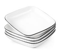NUTRIUPS 18.8cm Set de 4 Bols à Pâtes Carrés, 700ML Petits Bols à Pâtes, 7.5in Assiettes à Pâtes en Céramique, Bols à Pâtes Blancs pour la Cuisine - Résiste au Micro-ondes et au Lave-Vaisselle