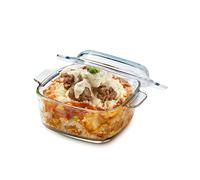 NUTRIUPS 1L Cocotte avec couvercle en verre borosilicaté carré