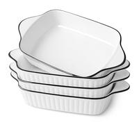 NUTRIUPS 26.5cm Petits Plats de Cuisson Lot de 4, 1L Plats à Lasagnes Rectangulaires, en Céramique, Plats de Cuisson Rectangulaires avec Poignées, Allant au Four et au Micro-ondes