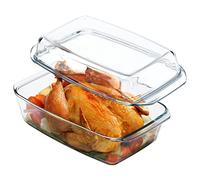 NUTRIUPS 3 Litres Cocotte rectangulaire en verre de avec couvercle en verre pour four à micro-ondes