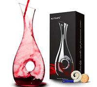 NUTRIUPS Carafe à décanter à vin rouge de 1,5 l, en cristal soufflé à la main, sans plomb, en forme de cercle creux pour les amateurs de vin