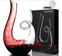 NUTRIUPS Carafe à Décanter en Forme de Cygne - Verre Soufflé à la Main Sans Plomb pour Vin Rouge - 1,2L Avec Brosse de Nettoyage Gratuite