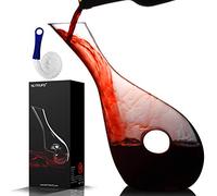 NUTRIUPS Carafe à vin rouge en cristal de 1,2 L, sans plomb, soufflée à la main, en forme de cercle creux