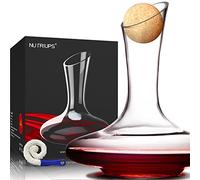NUTRIUPS Carafe Vin, 1,8L Carafe Vin Décanter, Carafe à Vin Rouge, Carafe à Décanter, Verre Soufflé à la main sans Plomb Vin Carafe, Vin Carafe à Décanter, Carafe à Vin Avec Brosse de Nettoyage