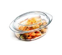 NUTRIUPS Cocotte ovale en verre avec couvercle, petite cocotte en verre avec couvercle, cocottes en verre avec couvercles en verre (Ovale-3.5L)
