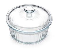 NUTRIUPS Cocotte ronde en verre borosilicate de 2,4 l avec couvercle, cocotte ronde pour four (22 × 22 × 14,5 cm)