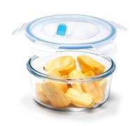 NUTRIUPS Le Petit 0.9L Boîtes Alimentaire en Verre, Récipient en Verre avec Couvercle, Boîte Conservation Alimentaire, Passe au Micro-ondes et au Four