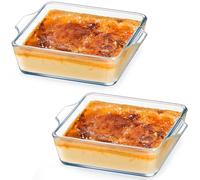 NUTRIUPS Lot de 2 mini plats de cuisson carrés en verre borosilicate, 0,4 l, 12 x 15 x 4 cm, passent au four et au congélateur, durables pour la préparation des repas, la cuisson et les ramequins