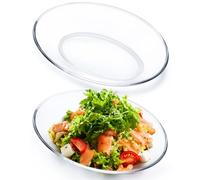 NUTRIUPS Lot de 2 petites assiettes de service ovales en verre trempé, 20 x 14 cm, petites assiettes à salade, petits plats d'accompagnement en verre, mini plateaux de service