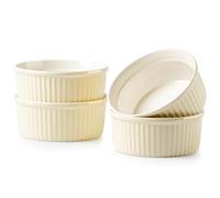 NUTRIUPS Lot de 4 ramequins jaunes de 400 ml, passent au four, tasses à pudding en porcelaine pour crème brûlée, soufflé, petits ramequins en céramique pour pâtisserie