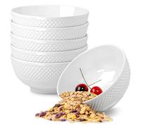 NUTRIUPS Lot de 6 bols à céréales, blancs, 700 ml, 15 x 7 cm, en céramique, passent au micro-ondes, au four, salade d'avoine, bols à dessert