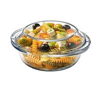 NUTRIUPS Mini -0.5 Litres Cocotte Ronde en Verre Avec Couvercle en Verre, Passe au Four Avec Poignées