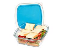 NUTRIUPS Petit plat à lasagnes carré en verre avec couvercle en plastique sans BPA, 16 x 17 cm, résistant au four