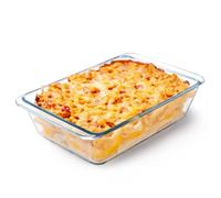 NUTRIUPS Plat à Four Profond en Verre, Plat à Four en Verre, Plat à Lasagne Rectangulaire en Verre, Plat à Rôtir en Verre Clair, Allant au Four (2.3L)