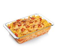 NUTRIUPS Plat à Four Profond en Verre, Plat à Four en Verre, Plat à Lasagne Rectangulaire en Verre, Plat à Rôtir en Verre Clair, Allant au Four (3. 5L)