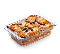NUTRIUPS Plat à Four Profond en Verre, Plat à Four en Verre, Plat à Lasagne Rectangulaire en Verre, Plat à Rôtir en Verre Clair, Allant au Four (1.4L)