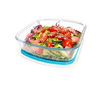 NUTRIUPS Plat à lasagnes carré en verre de 2,6 l avec couvercle en plastique sans BPA, 22 x 23 cm, grand plat de cuisson à lasagnes profond pour four