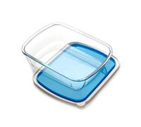NUTRIUPS Plat à lasagnes rectangulaire en verre avec couvercle en plastique sans BPA, 23 x 29 cm, grand plat à lasagnes profond pour four